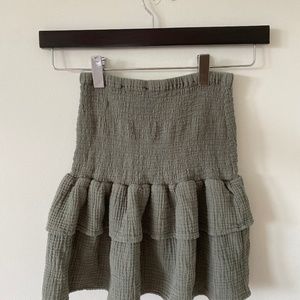 Cotton on olive green ruffle skirt